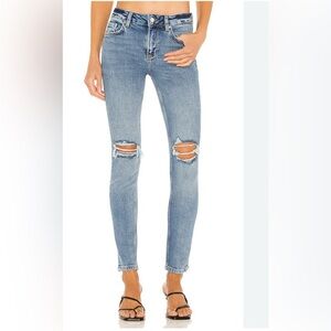 anine bing gabe mid rise ankle skinny light indigo